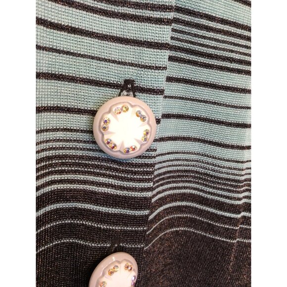 Misook Woman 1X Ombré Striped Cardigan Sweater Blazer Jacket Dressy Metallic - Picture 2 of 10